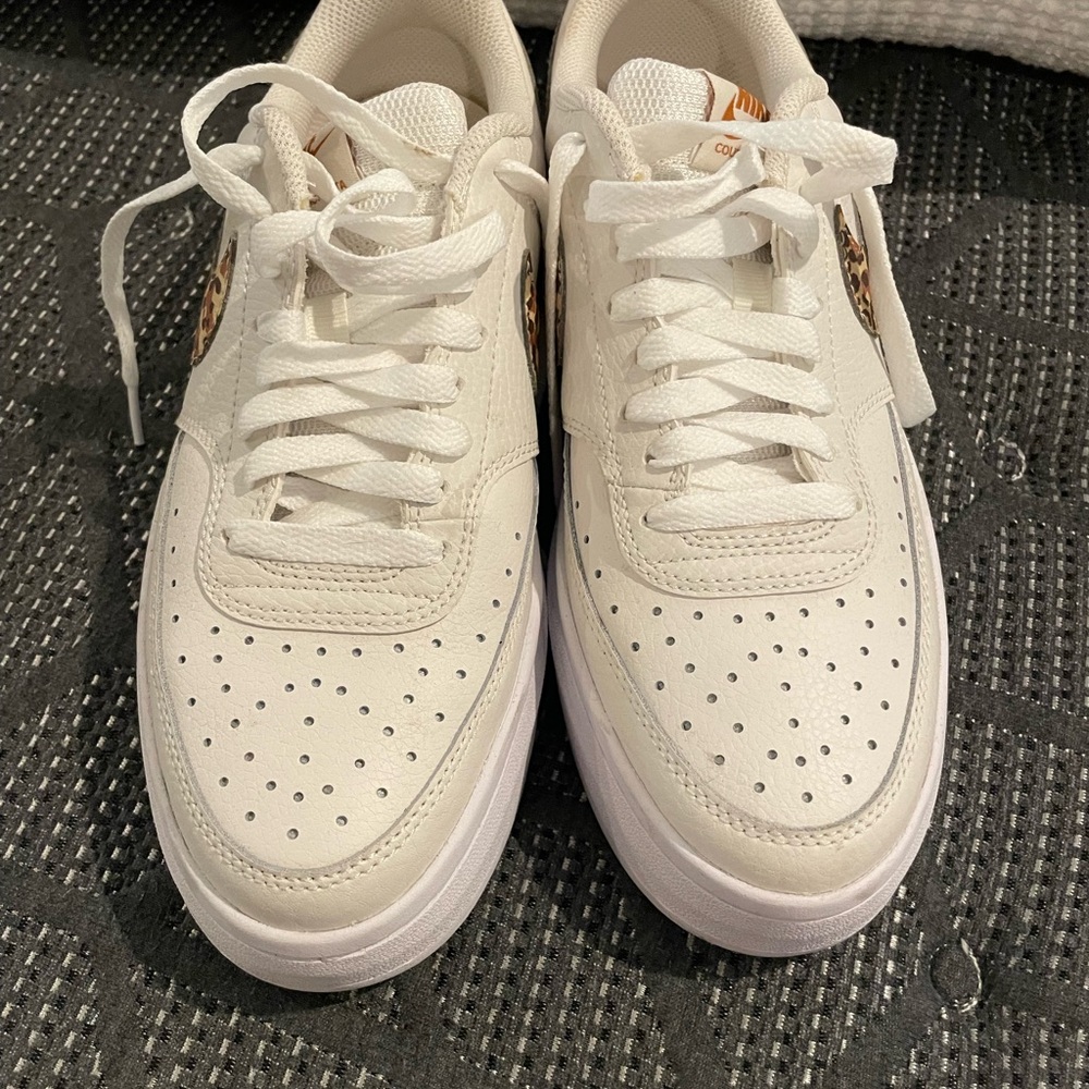 Nike Women's White Platform Sneakers with Leopard Swoosh - Picture 3 of 5
